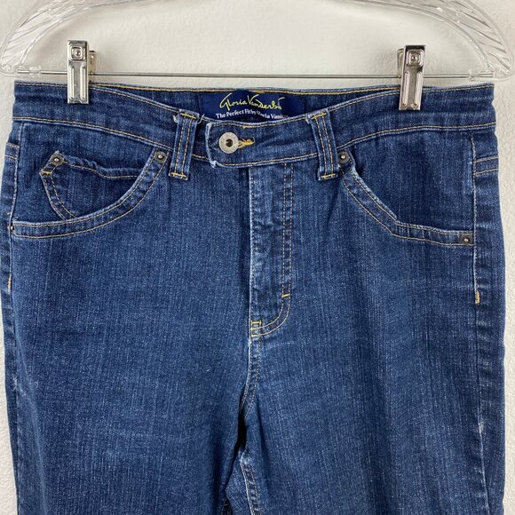 Gloria Vanderbilt Women Capri Jeans Crop Size 10 Perfect Fit Dark Wash High Rise - Picture 2 of 6